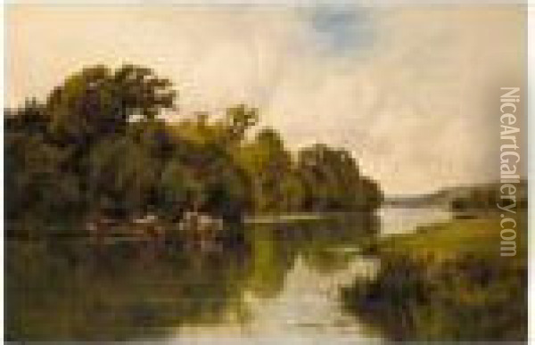 On The River Stort At Harlow, Essex Oil Painting - Henry Hillier Parker