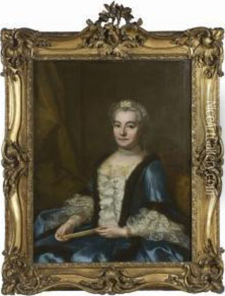 Portrait De Madame De Brosse, Fille De Monsieur Briasson,
 Echevin Lyonnais Oil Painting - Donatien Nonnotte