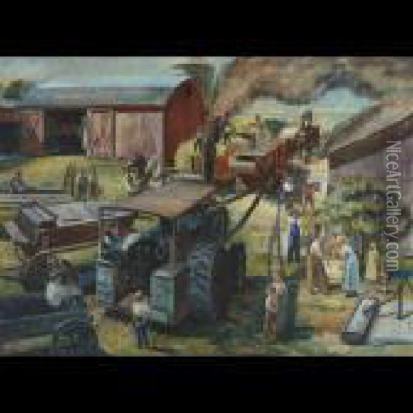 Farm Scene Oil Painting - John Steuart Curry