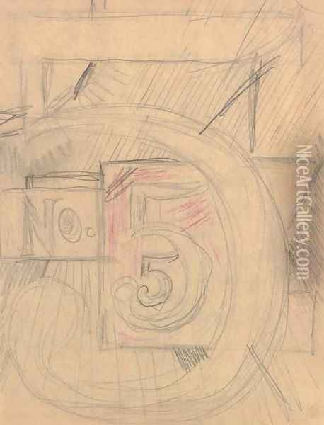Study for Poster Portrait 'I Saw the Figure Five in Gold' Oil Painting - Charles Demuth