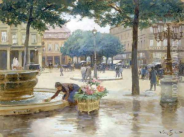 Place du Palais Royal, jour de pluie Oil Painting - Victor-Gabriel Gilbert