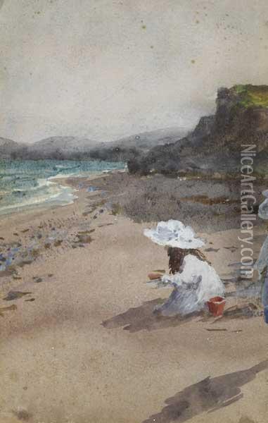 Children Playing On Beach Oil Painting - William Percy French