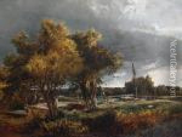 Shiplake Lock On The Thames Oil Painting - Sidney Richard Percy