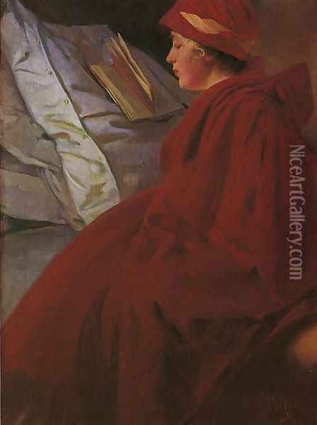 Red Coat, 1902 Oil Painting - Alphonse Maria Mucha