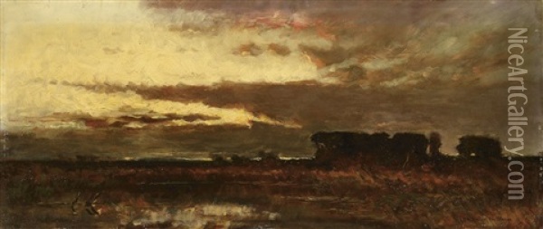 Landschaft Im Dachauer Moor Oil Painting - Paul Wilhelm Keller-Reutlingen