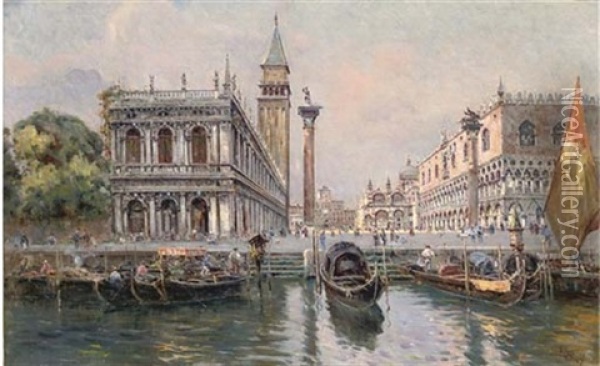 Piazzetta Of San Marco, Venice Oil Painting - Antonio Maria de Reyna Manescau