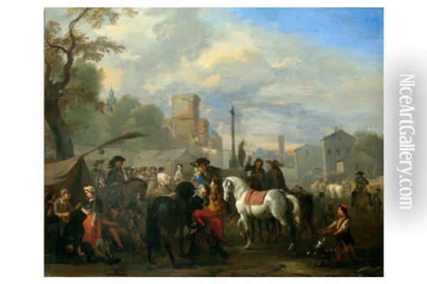 Mercato Di Cavalli Oil Painting - Jan van Huchtenburg