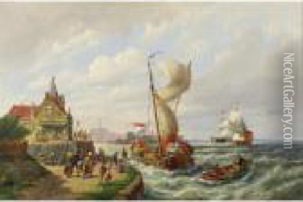 Flushing, Holland Oil Painting - Pieter Christiaan Cornelis Dommersen