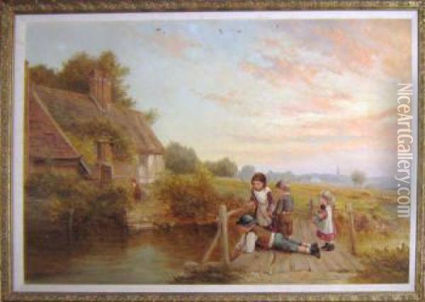 Children Fishing Oil Painting - Archibald Campbell