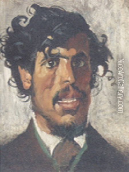 A Portrait Of An Artist Oil Painting - Eduard von Gruetzner