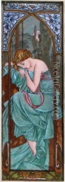 Jeune Femme Endormie Oil Painting - Alphonse Mucha