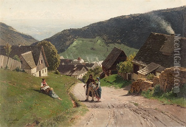 Landliche Szene Oil Painting - Rudolf Schuster