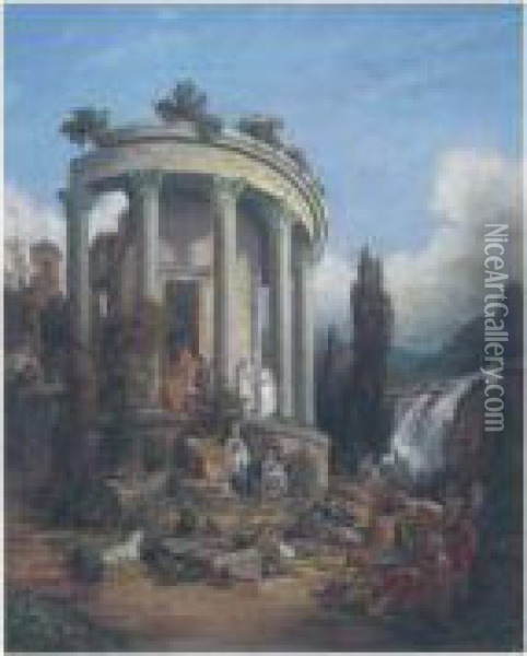 Temple A Tivoli Oil Painting - Pierre-Joseph-Clestin Franois
