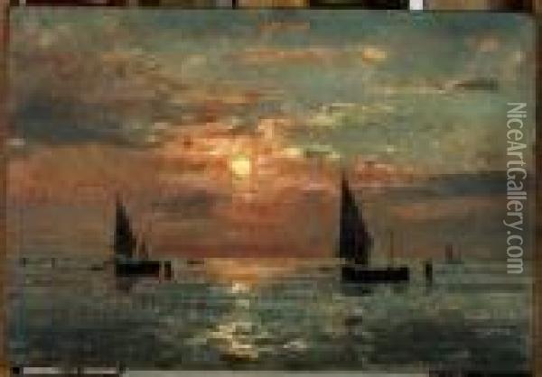 Le Due Barche Oil Painting - Beppe Ciardi