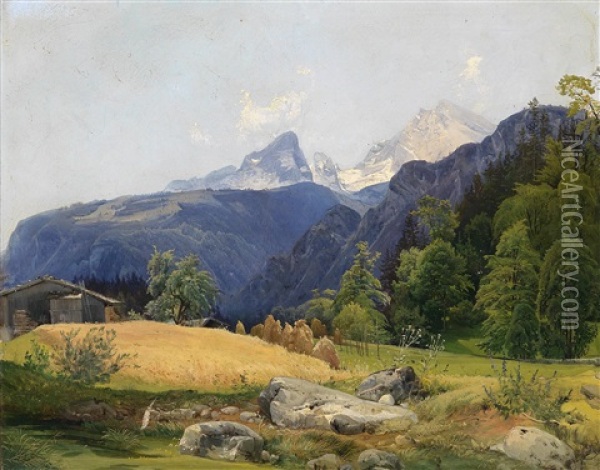Motiv Aus Unterstein Im Bayrischen Oil Painting - Wilhelm Steinfeld