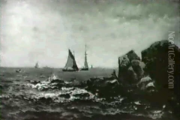 On The Rock Bound Coast Oil Painting - Mauritz Frederick Hendrick de Haas