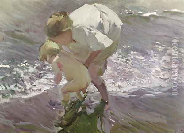 Bathing on the Beach, 1908 Oil Painting - Joaquin Sorolla Y Bastida