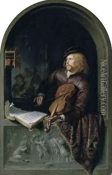 The Violin Player Oil Painting - Gerrit Dou