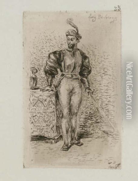 Un Homme D'armes Oil Painting - Eugene Delacroix