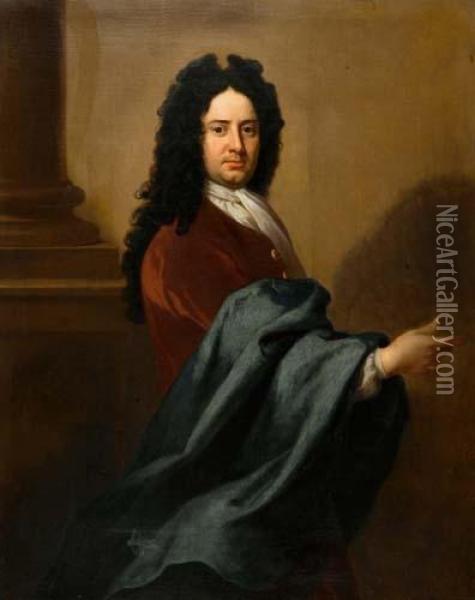 Portrait Of A Gentleman. Oil Painting - Michael Dahl