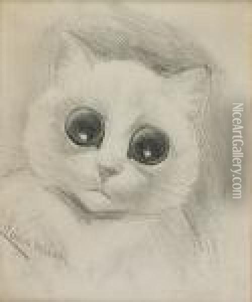 Starry Eyed Cat Oil Painting - Louis William Wain