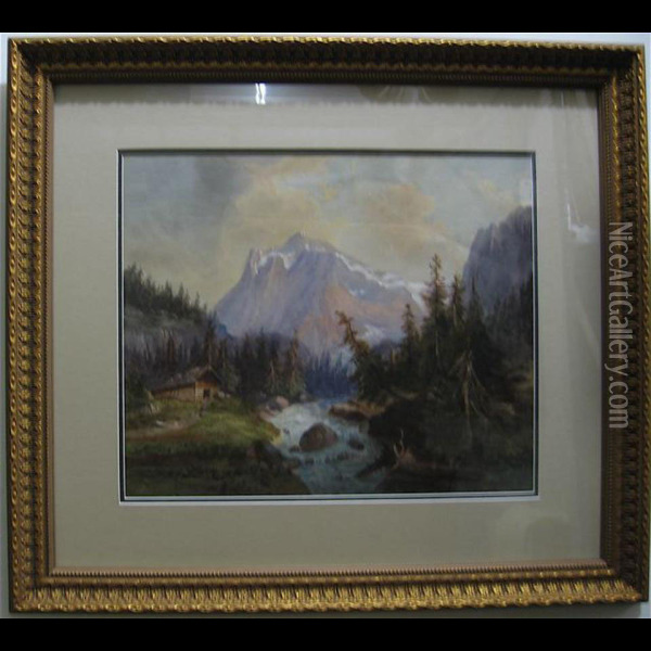 Mountains With Rapids Oil Painting - William Nichol Cresswell