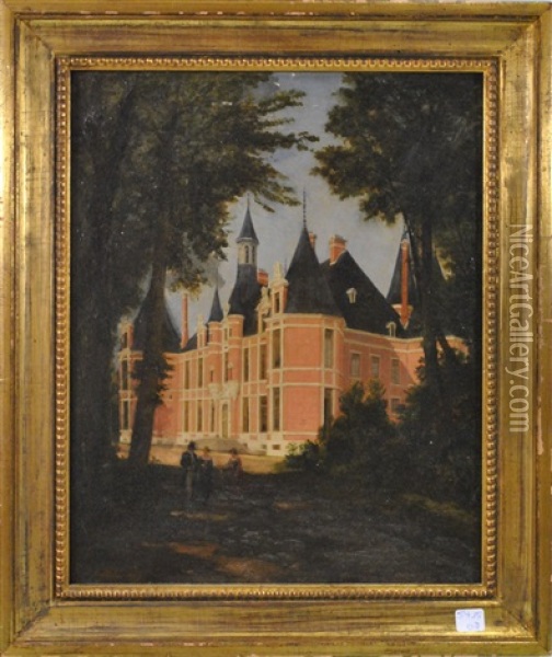 Le Chateau De La Hulpe Oil Painting - Leon-Auguste Melle