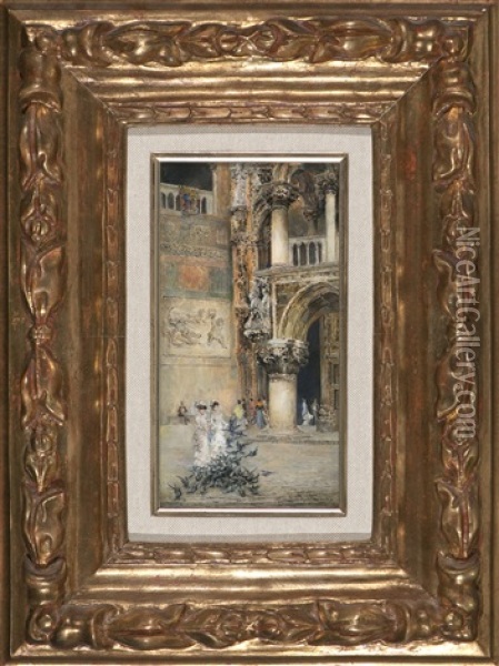Vista De Una Plaza De Venecia Oil Painting - Arcadi Mas y Fondevila