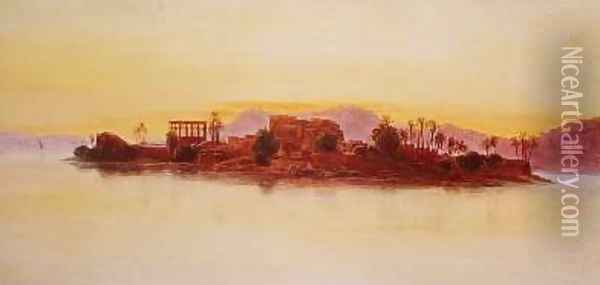 Sunset Oil Painting - Edward Lear