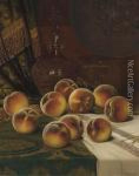 Still Life With Peaches Oil Painting - William Mason Brown