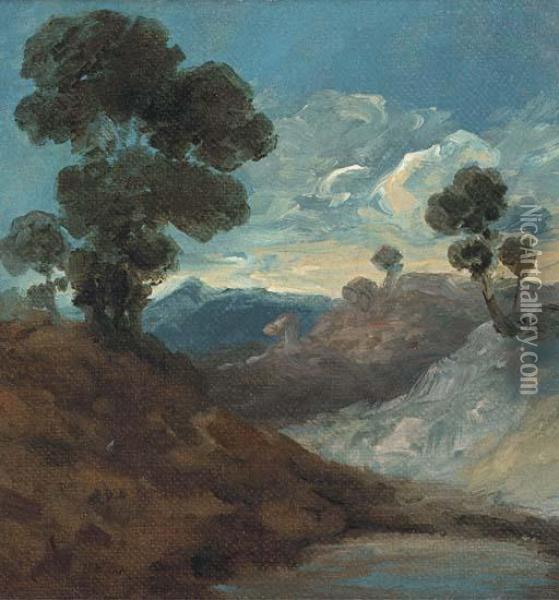 Trees In An Extensive Landscape Oil Painting - George Constable Of Arundel