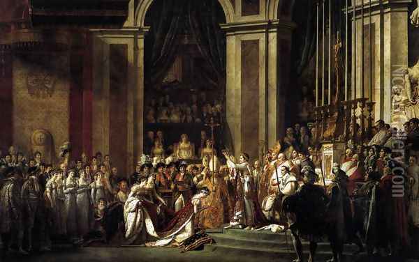Consecration of the Emperor Napoleon I and Coronation of the Empress Josephine 1805-07 Oil Painting - Jacques Louis David