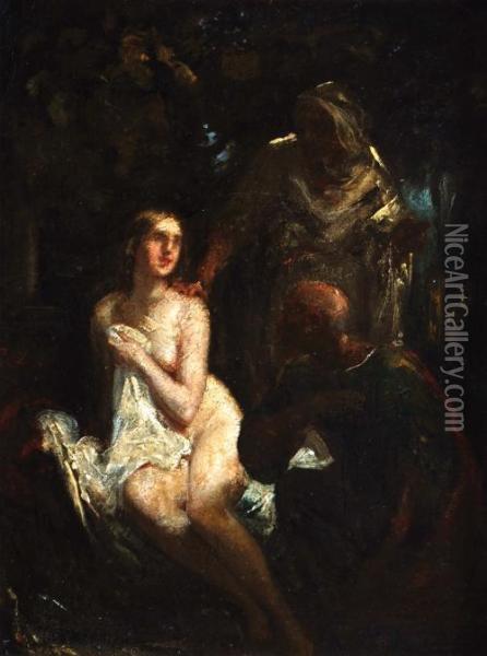 Susana Y Los Viejos. Oil Painting - Eugene Delacroix