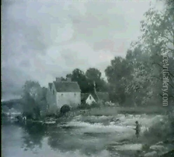Fladbury Mill, On The Avon Oil Painting - David Bates