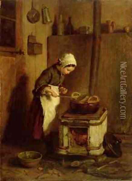 The Little Housekeeper Oil Painting - Edouard Frere