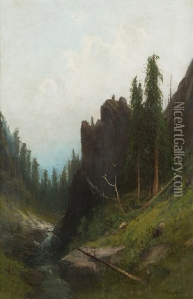 In The Sierra Nevada Mts Oil Painting - Frederick Ferdinand Schafer