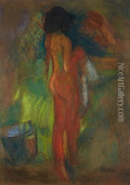 Nu Au Bain Oil Painting - Jean Peske