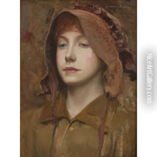 Girl's Head Oil Painting - Harrington Mann