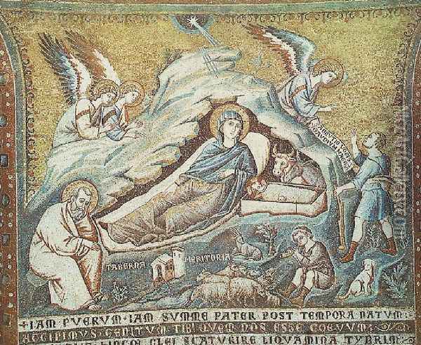 The Birth of Jesus Oil Painting - Pietro Cavallini