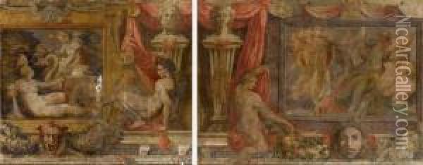 Apollo Che Uccide I Ciclopi; E Cerere E Proserpina Oil Painting - Perino del Vaga (Pietro Bonaccors)