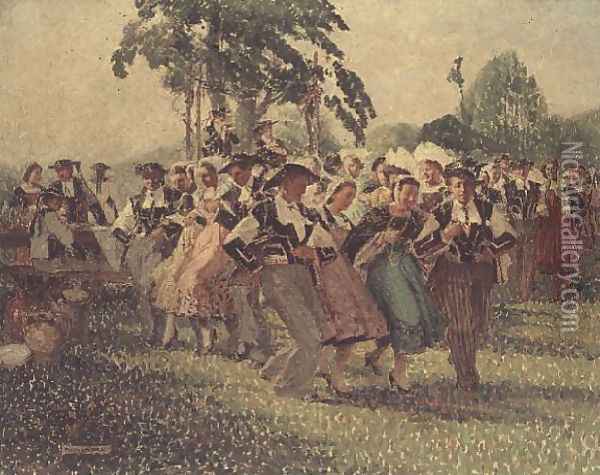 Dance at Pontivy, 1930 Oil Painting - Pierre Louis Cadre