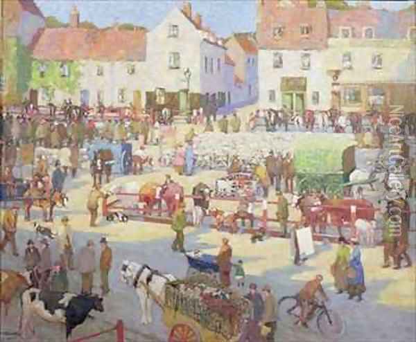 Romford Market Oil Painting - Edith Mary Garner