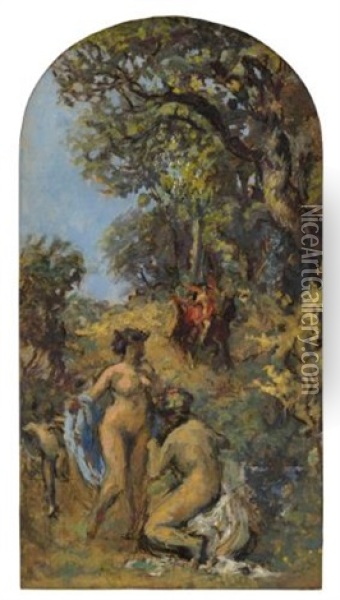 L'enlevement Des Filles De Leucippe (+ L'amour Et Le Guet; 2 Works) Oil Painting - Ker Xavier Roussel
