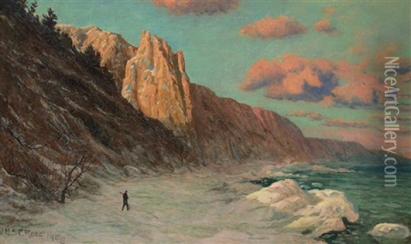Untitled - The Scarborough Bluffs, Toronto 1908 Oil Painting - John McPherson Ross