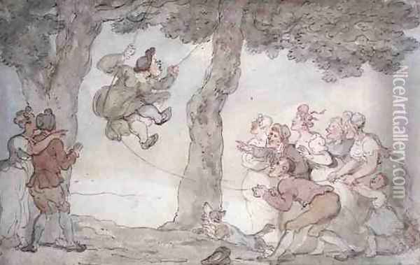 The Swing Oil Painting - Thomas Rowlandson