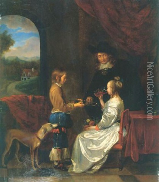 Le Gouter Oil Painting - Gesina Ter Borch