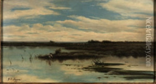 Pescatore In Palude Oil Painting - Giovanni Battista Ferrari