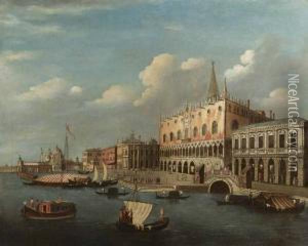 Il Molo Con Il Palazzo Ducale Visto Dal Bacino Di San Marco Oil Painting - Jacopo Fabris Venice