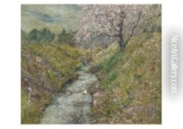 Spring Valley Oil Painting - Saburosuke Okada