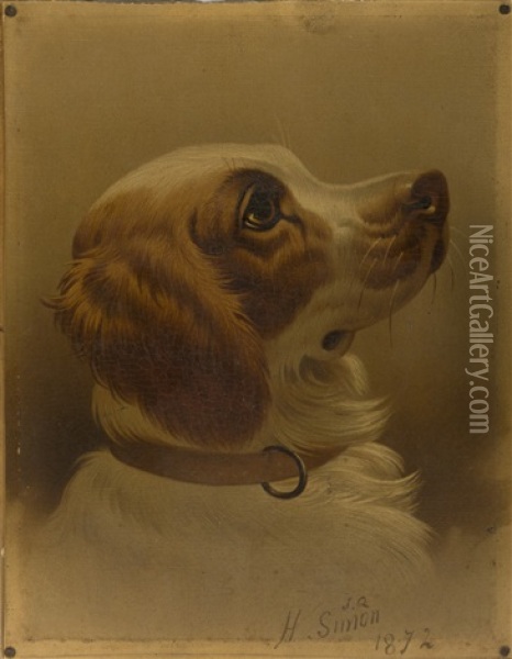 Portrait Of A Spaniel Oil Painting - Hermann Gustave Simon